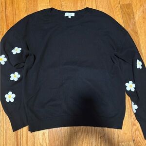 Black Sweater with Floral Accents
